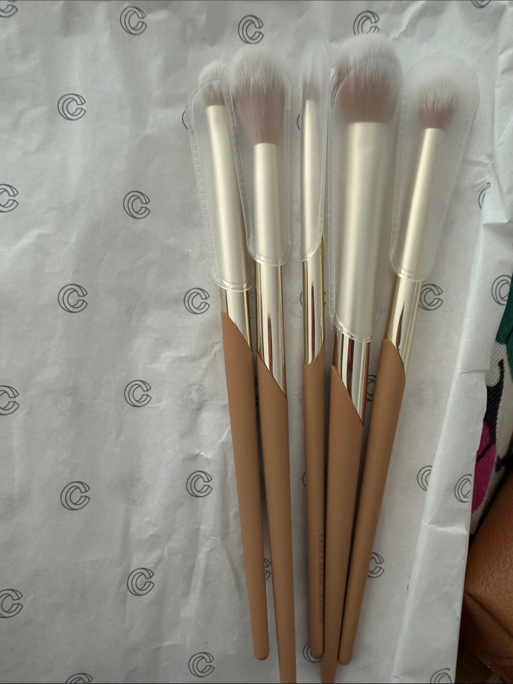 Makeup Brush Set - Beige Synthetic Bristles
